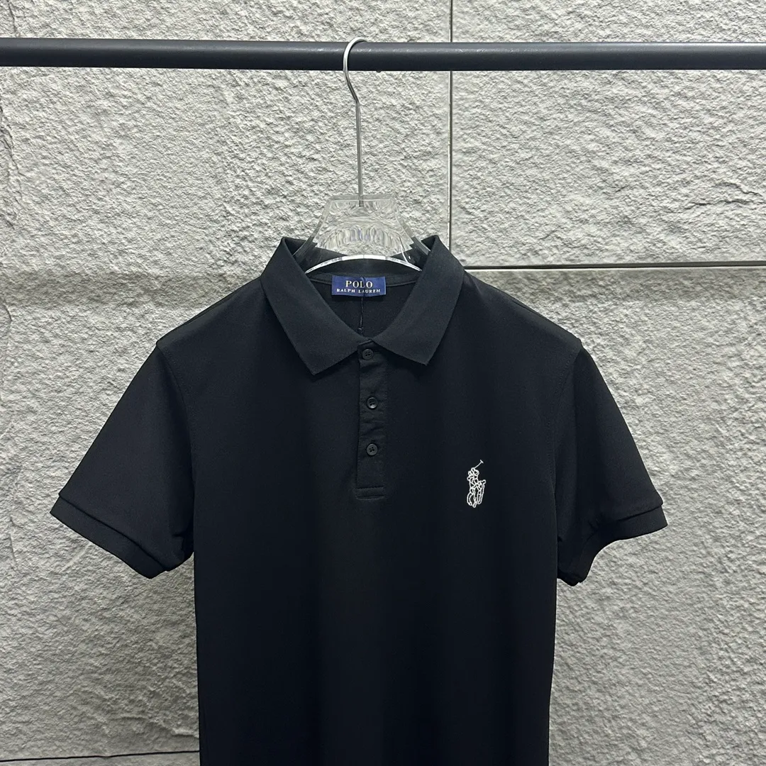 🅿️180 Ralph Lauren POLO 2025 spring and summer new style, simple classic logo small embroidery pique fabric, short-sleeved polo, same style for men and women Size: M L XL 2XL 3XL Color: black white